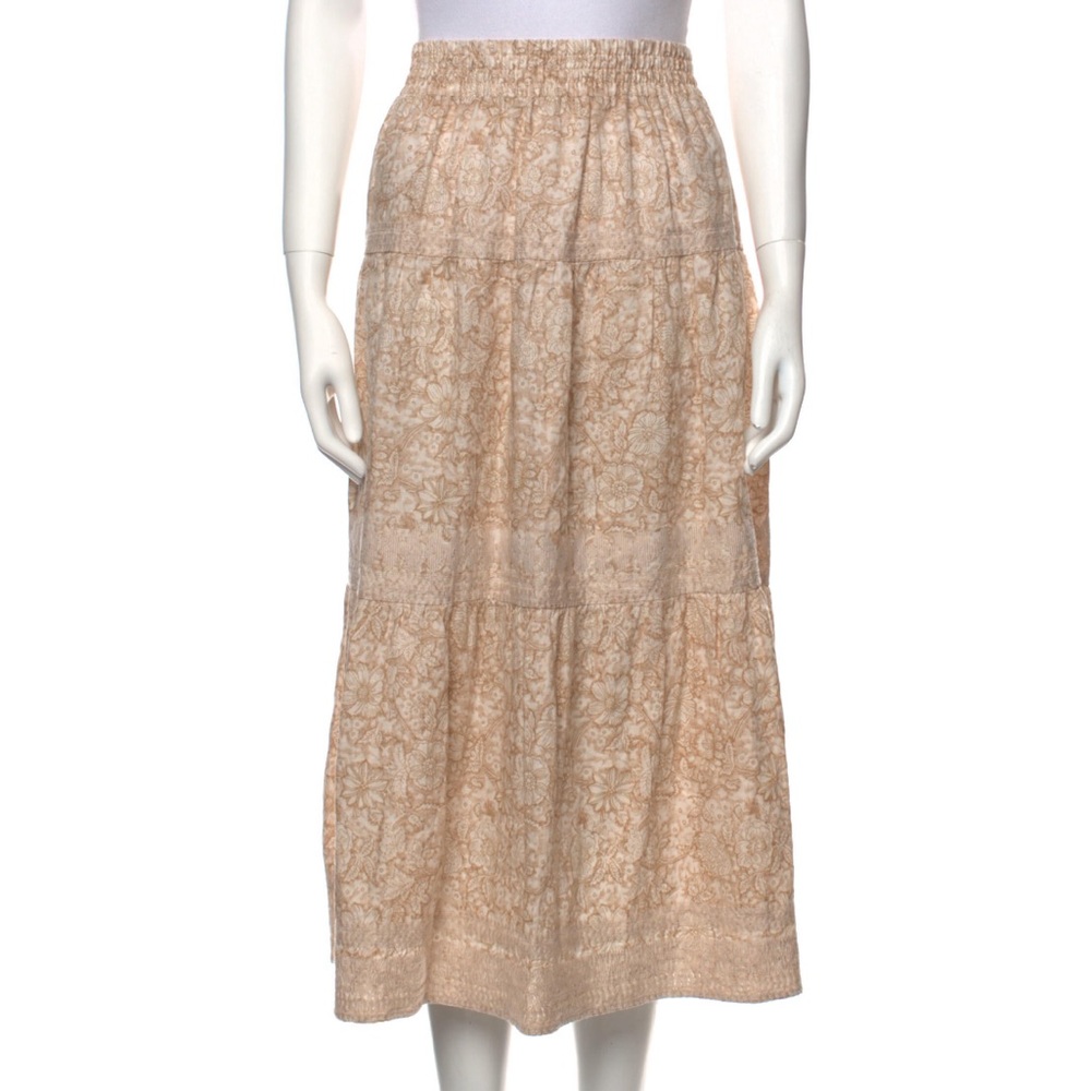 Magaschoni Elegant Cream Floral Skirt with Lace Detail Size L